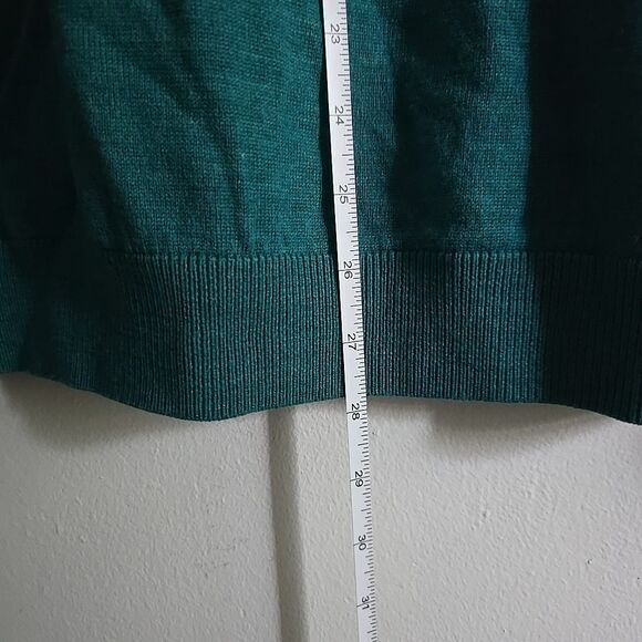 Turnbury Extra Fine Merino Wool Sweater Large Green Men's V-neck - Picture 6 of 7